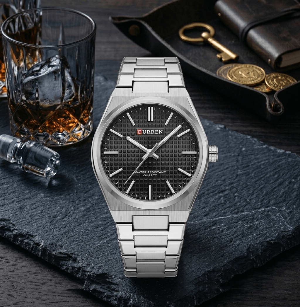 CURREN 8439 Luxury Business Men's Watch – Silver & Black